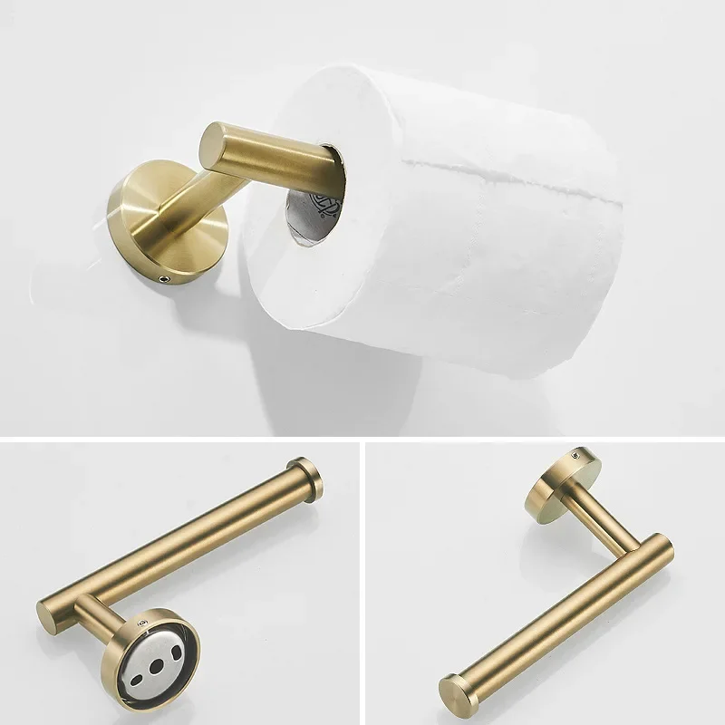 Description Picture 5 of itemSilver Paper Holder Bathroom Hardware Set 304 Stainless Steel Towel Rack Toilet Liquid Soap Holder Towel Bar Toilet Accessories