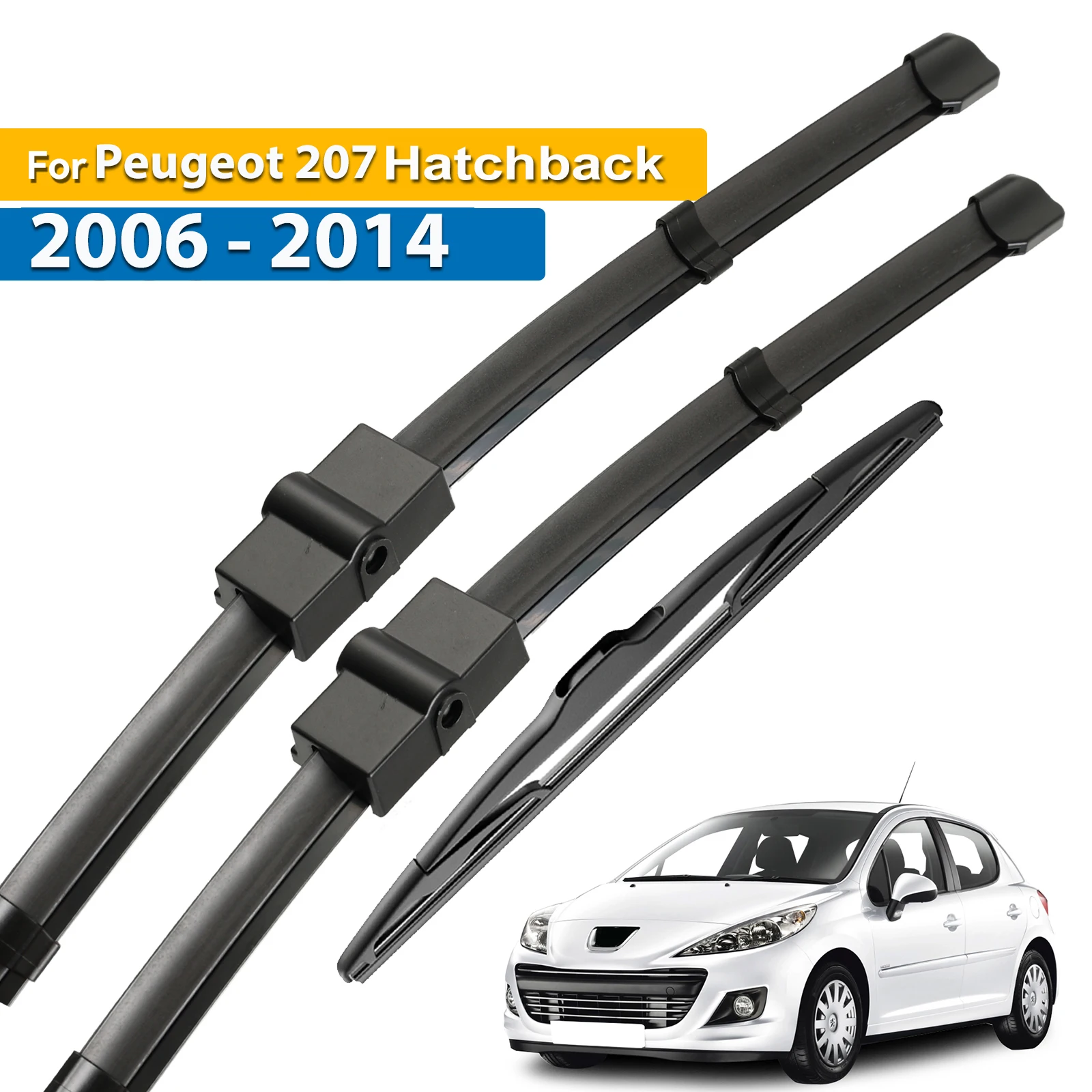 Erick's Wiper Front & Rear Wiper Blades Set For Peugeot 207 Hatchback Windshield Windscreen Window 26"+17"+16"