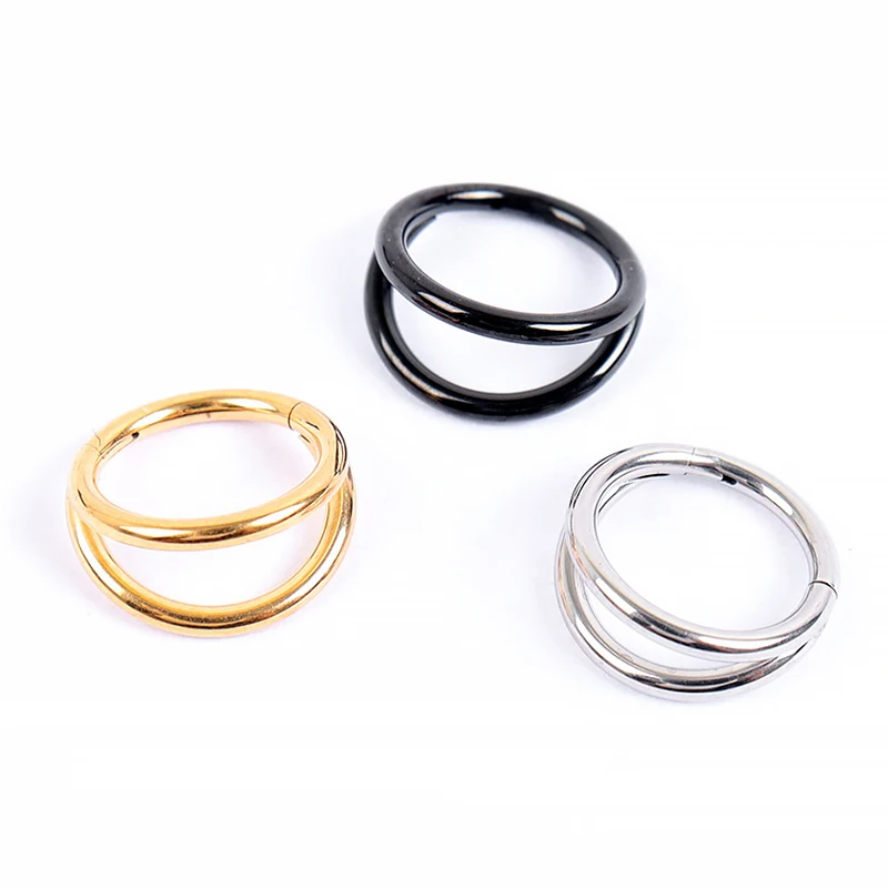 Nose Rings Hoops Double Septum Rings Cartilage Hoop Earring Piercing Nariz Open Stacked Hoop Nose for Women and Men
