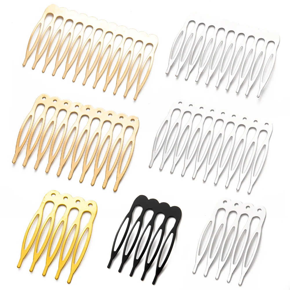 Hair Comb 10pcs 5 8 10 12 14 16 18 Teeth Metal Hair Comb Brass For Clip Women Girl Bridal Ornament Jewelry Decorative Accessories Wedding