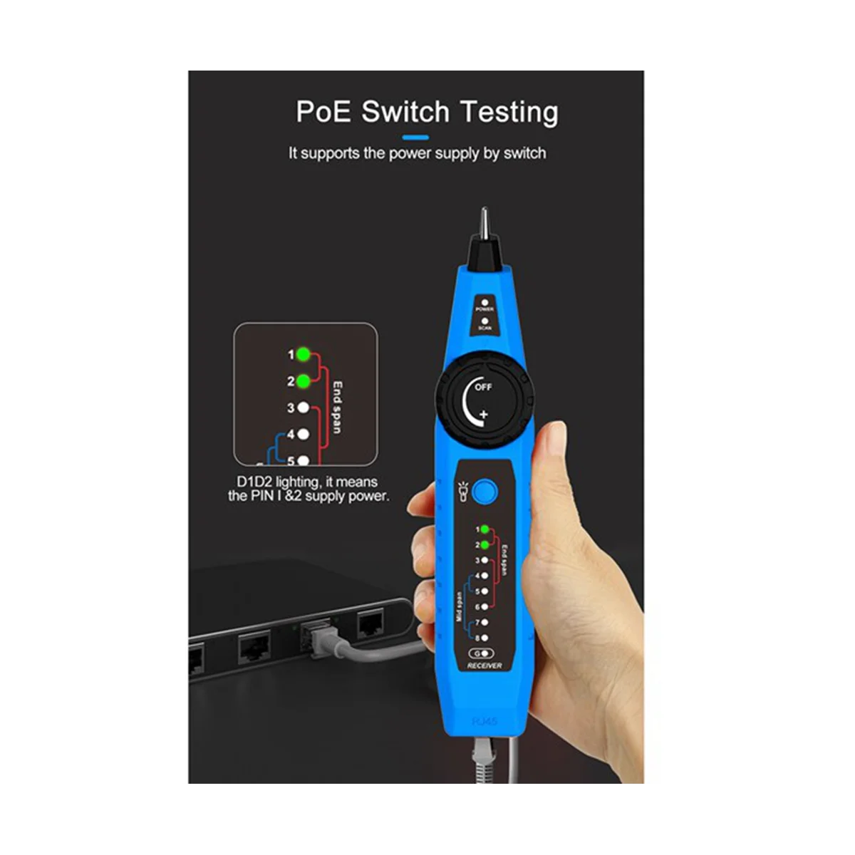 NOYAFA NF-810 Network Cable Tester Network Tracker RJ11 RJ45 Telephone Wire Checker Anti-Interference Line Finder