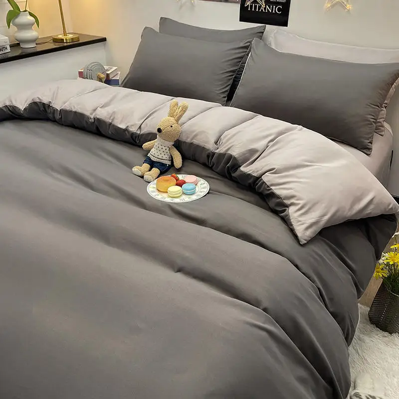 Duvet Cover 1 pc Quilt Cover 220x240 Dark Gray Color Duvet Cover Double Size Queen/King Bed duvet cover