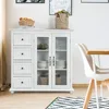 Buffet Sideboard, Wood Storage Cabinet, Console Table with 4 Drawers, 2-Door Credenza, Living Room Dining Room Furniture 2