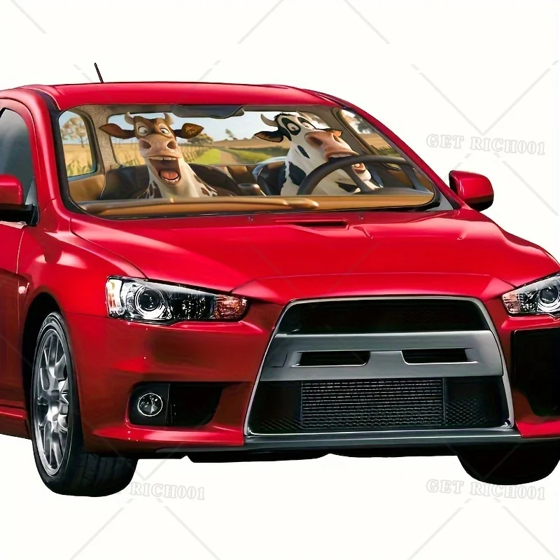 Funny Cow Car Windshield Sun Shade Durable Polyester Foldable Portable Protects Interior From UV Rays car sunshade windshield sunshade windshield sun shade