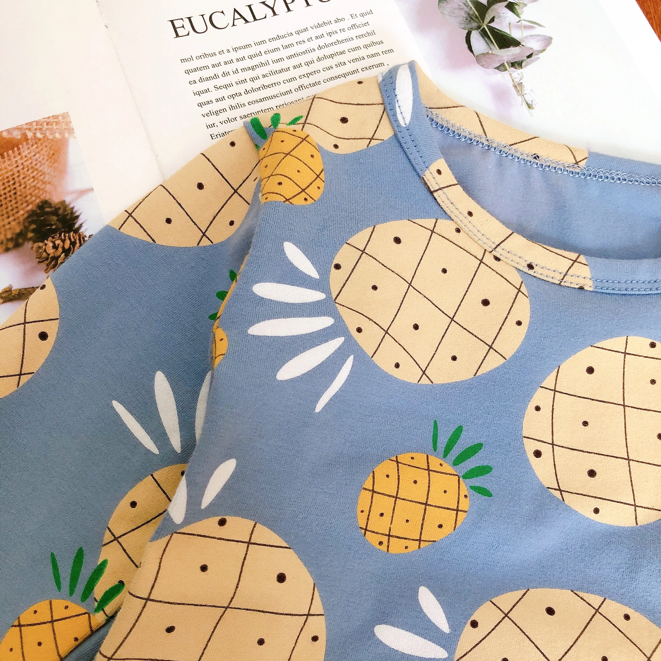 Children's Four Seasons Long sleeved Comfortable Full Print Cartoon Pajama Set 2PCS Children's Sleeping Round Neck Clothes cotton pajamas set