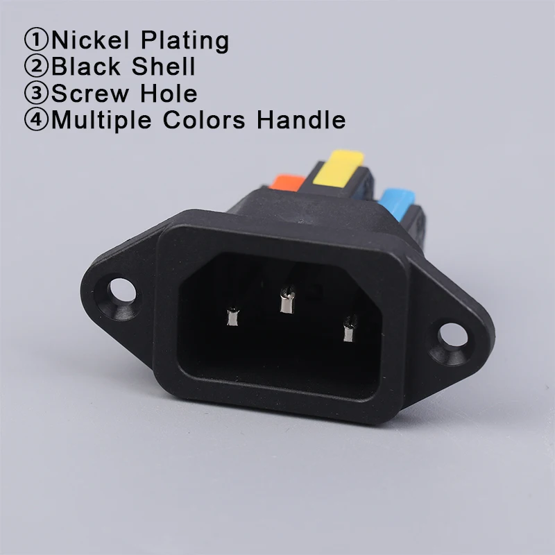 Quick Connect IEC C14 3-Pin Power Supply Socket, 250V 10A, Easy Install