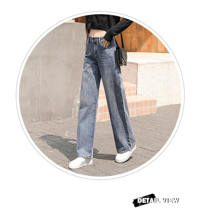 Jeans Pants Women 2022 New Fashion Casual Straight Loose Plus Size High Waist Wide-Leg Pants Female JD2312 hot pants