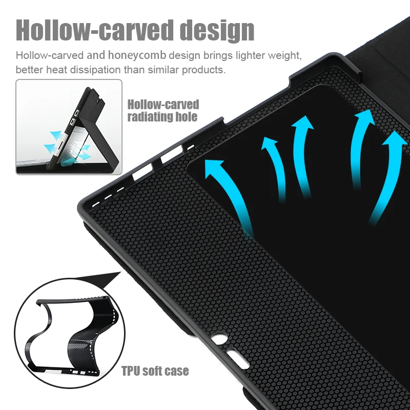 Estojo de Suporte Protetor para Microsoft Surface Pro x go Capa Impermeável Shell Pen Holder 12.3 10 Polegadas - Imagem 3