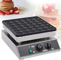 36 Holes Mini Dutch Pancakes Maker 1000W Commercial Muffin Machine Stainless Steel Non-stick Home Muffin Pancake Machine for Bak 1