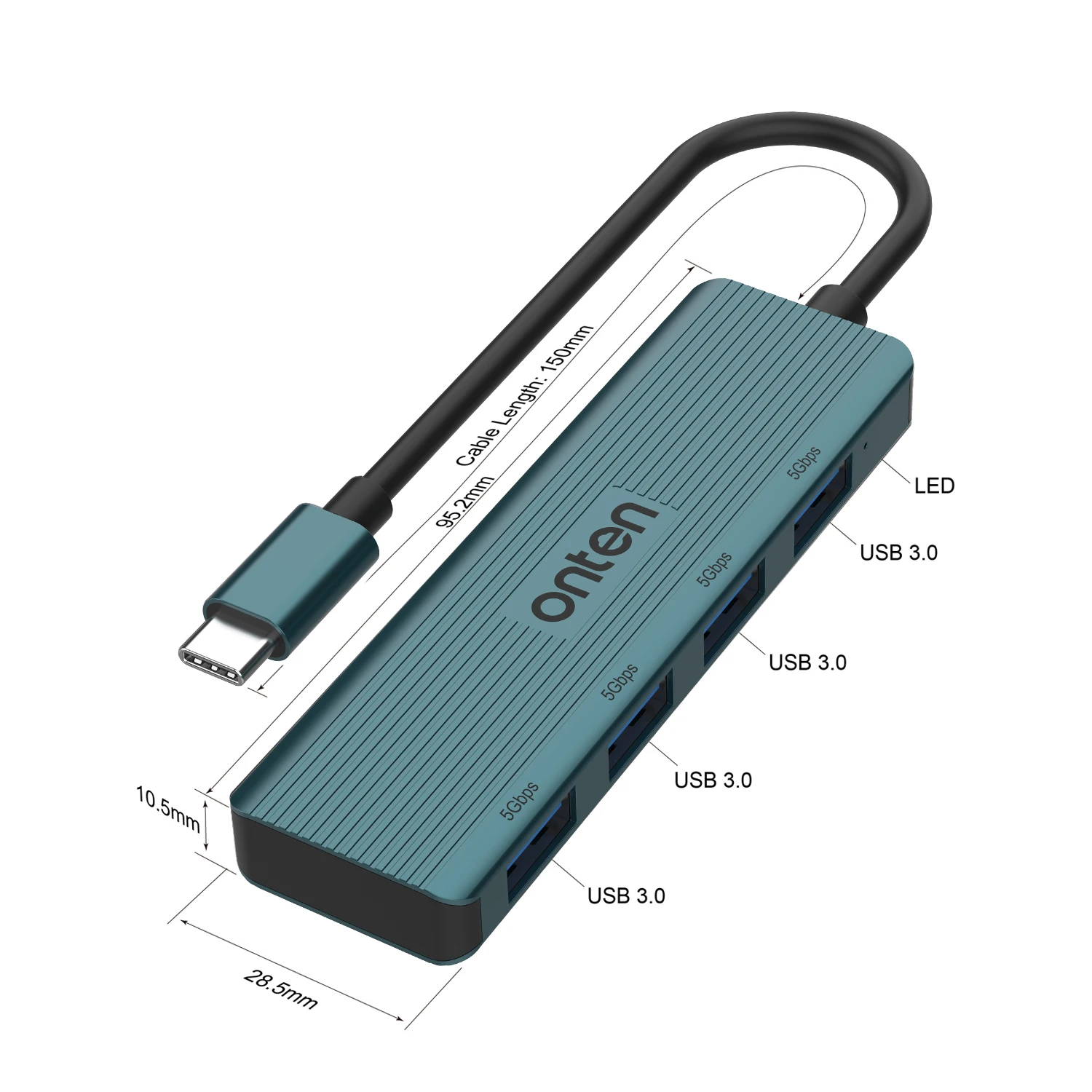 ONTEN Original OTN-UC621 USB-C 4-port USB 3.2 Gen 1 5Gbps hub 4