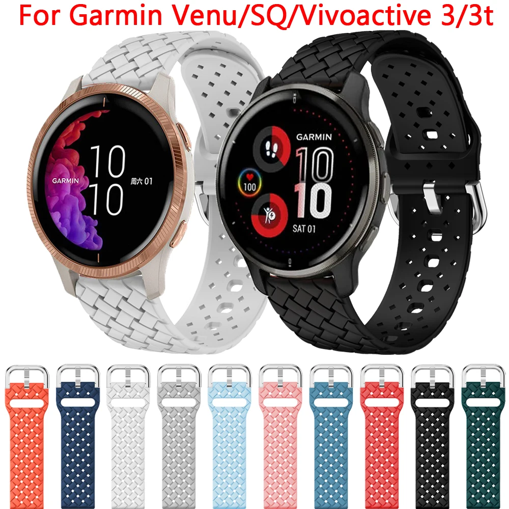 

20mm Wristband Starps For Garmin Venu 2 Plus SQ Silicone Band Vivoactive 3 3t Vivomove HR 245 Smartwatch Easyfit Watchbands Belt