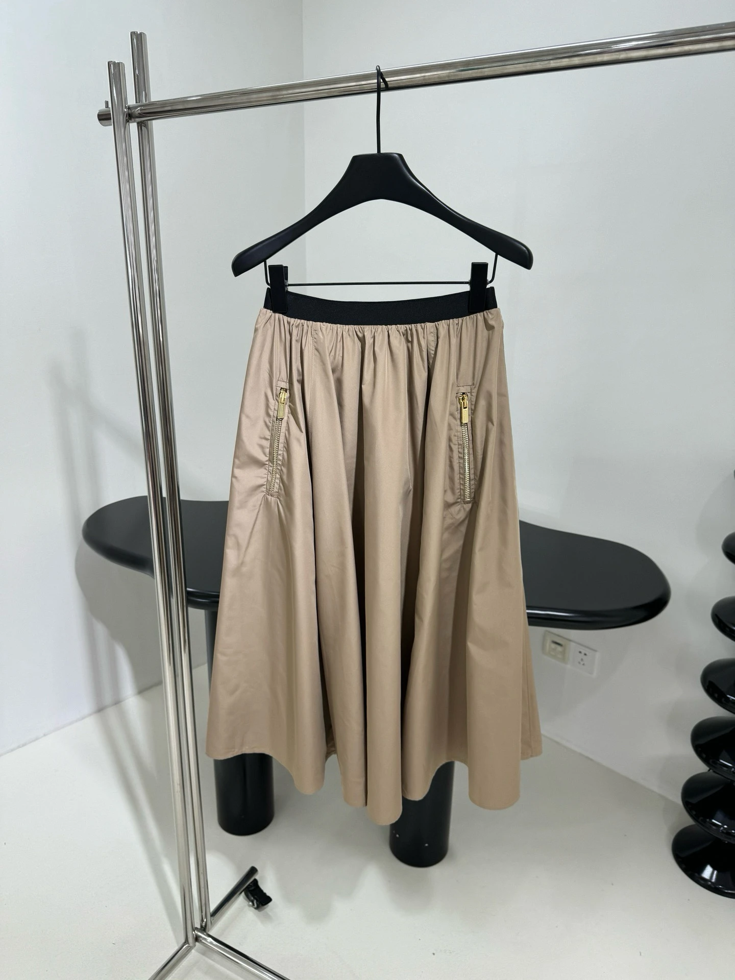 

Spring/summer New technology silk wide skirt elastic waistband casual comfortable loose