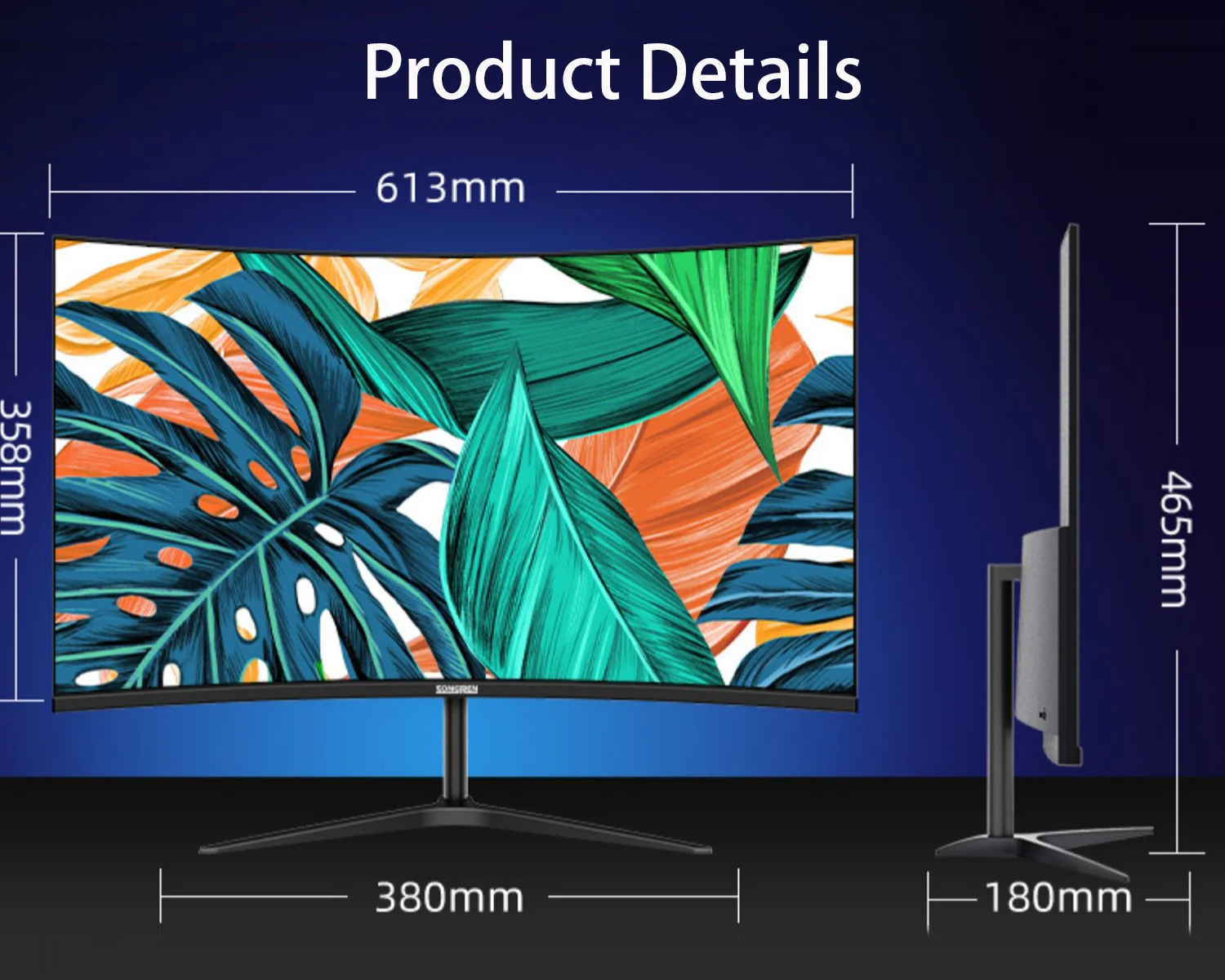 Monitor curvo de 27 pulgadas para PC de escritorio, pantalla Lcd FHD de  75Hz, 2ms, Panel