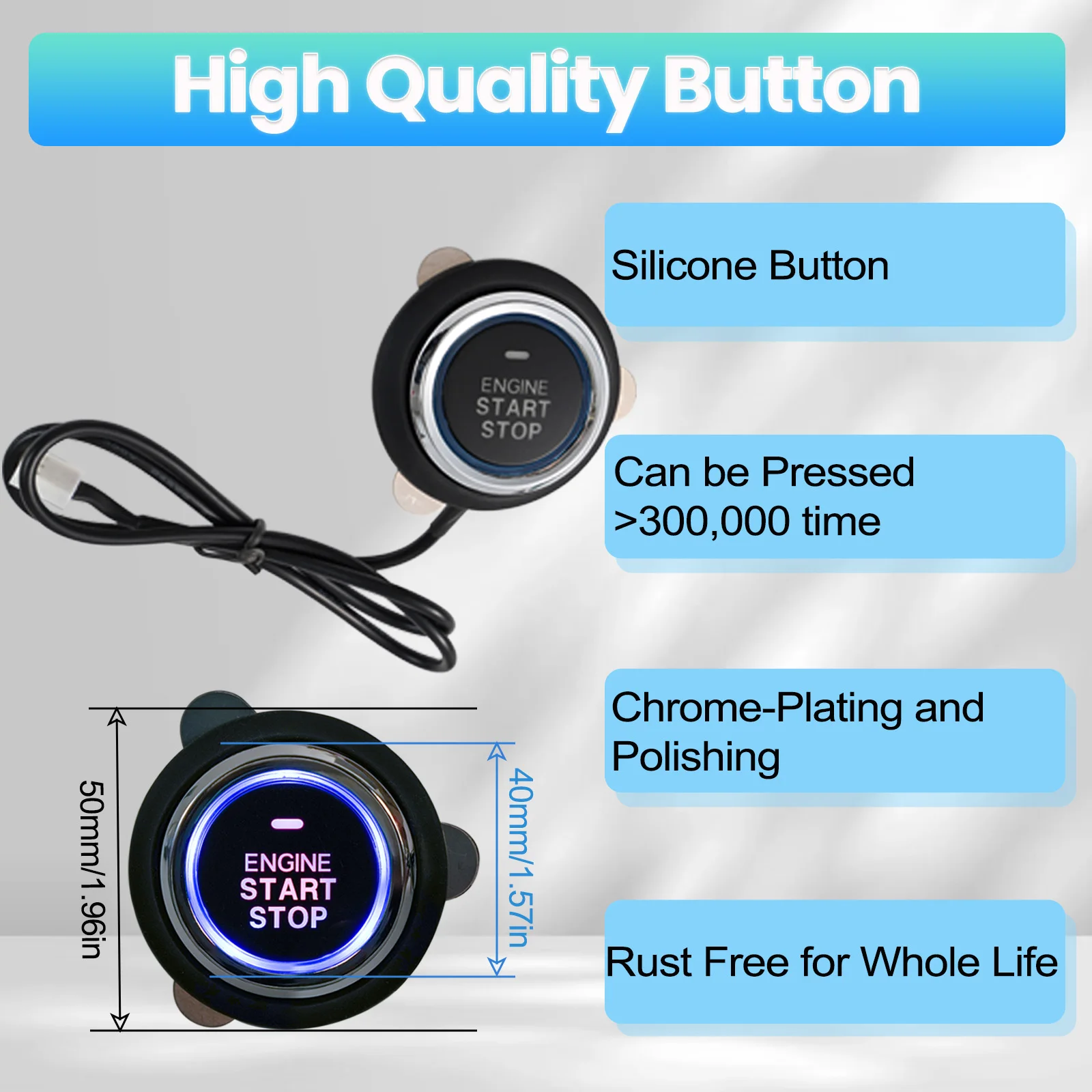 12V RFID Car Ignition Switch Alarm Engine Starter Push Button Start Stop Keyless Entry Start Starline Kit Anti-theft Universal