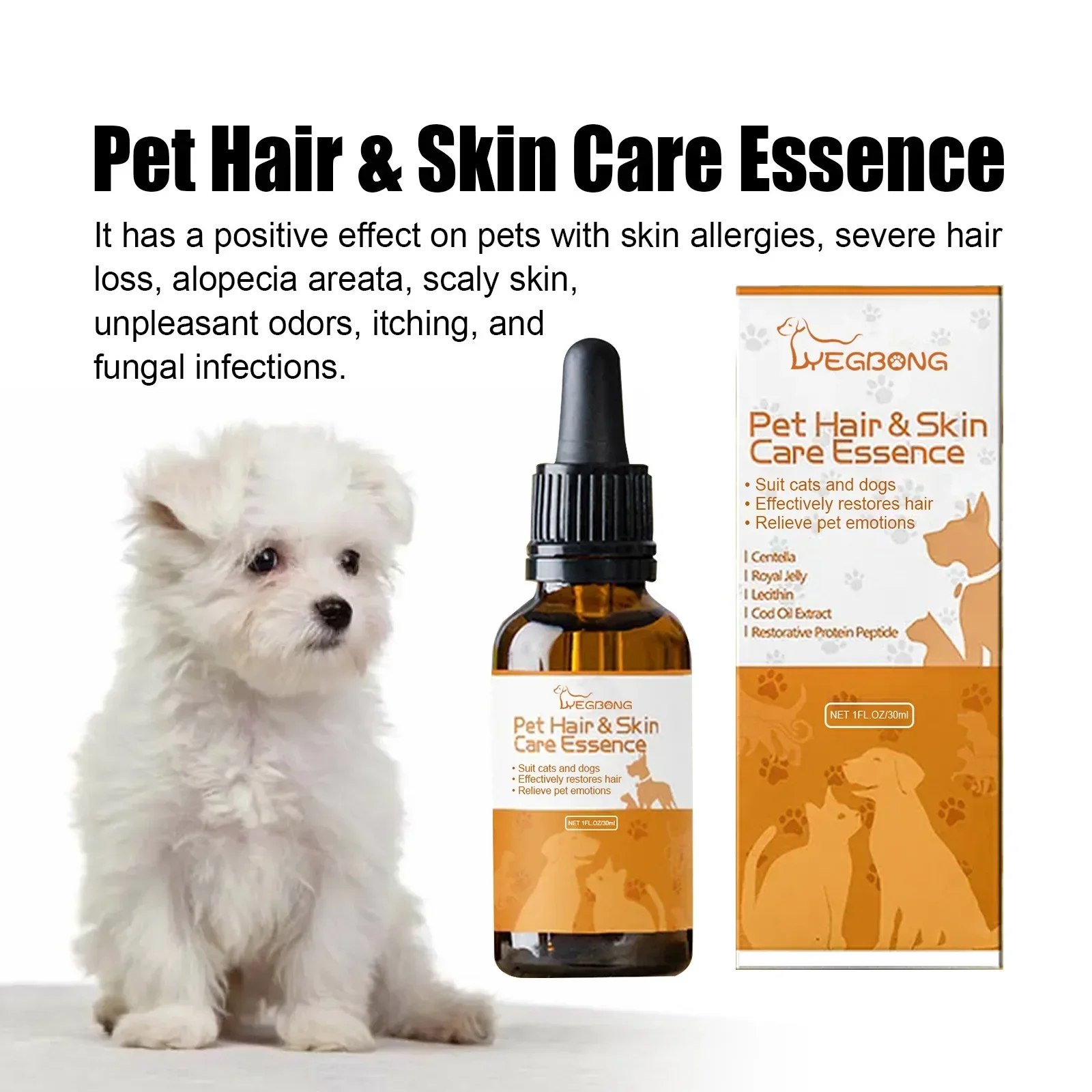 Yegbong Pet Hair Care Serum, Relieves Itchy Skin Pet Hair Fluffy Softening Treatment Liquid