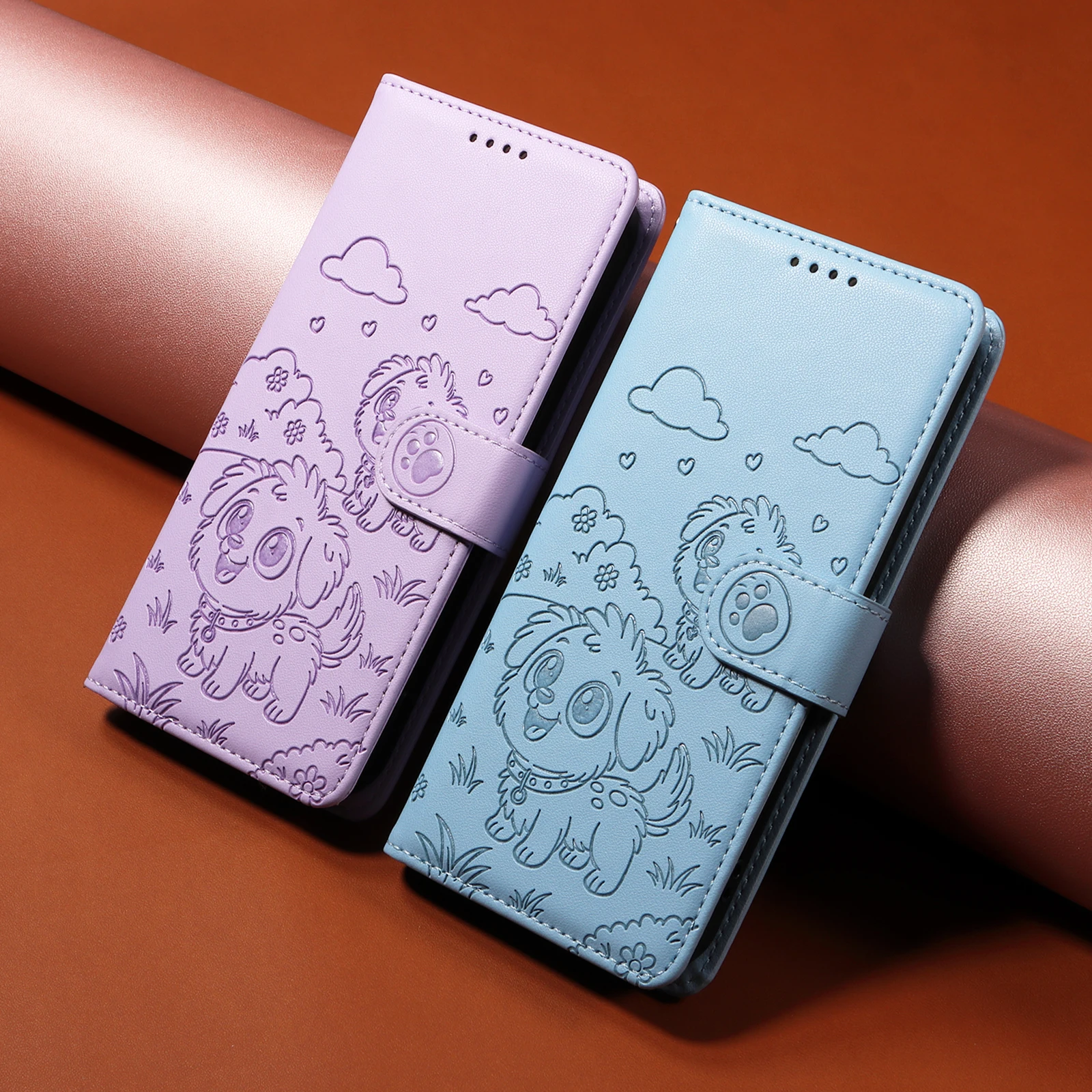 3D Dog Pattern Leather Wallet Flip Phone Case