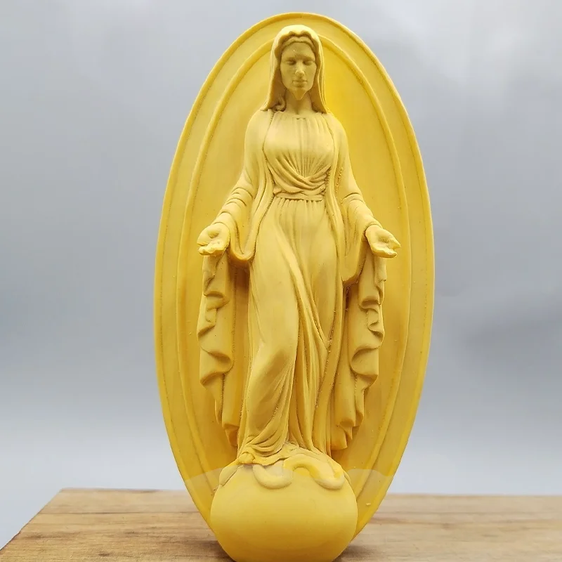 

Hand-Carved Boxwood Mary Statue, Ideal for Home Embellishment, A Versatile Decorative Piece, Suitable for Wall Hanging