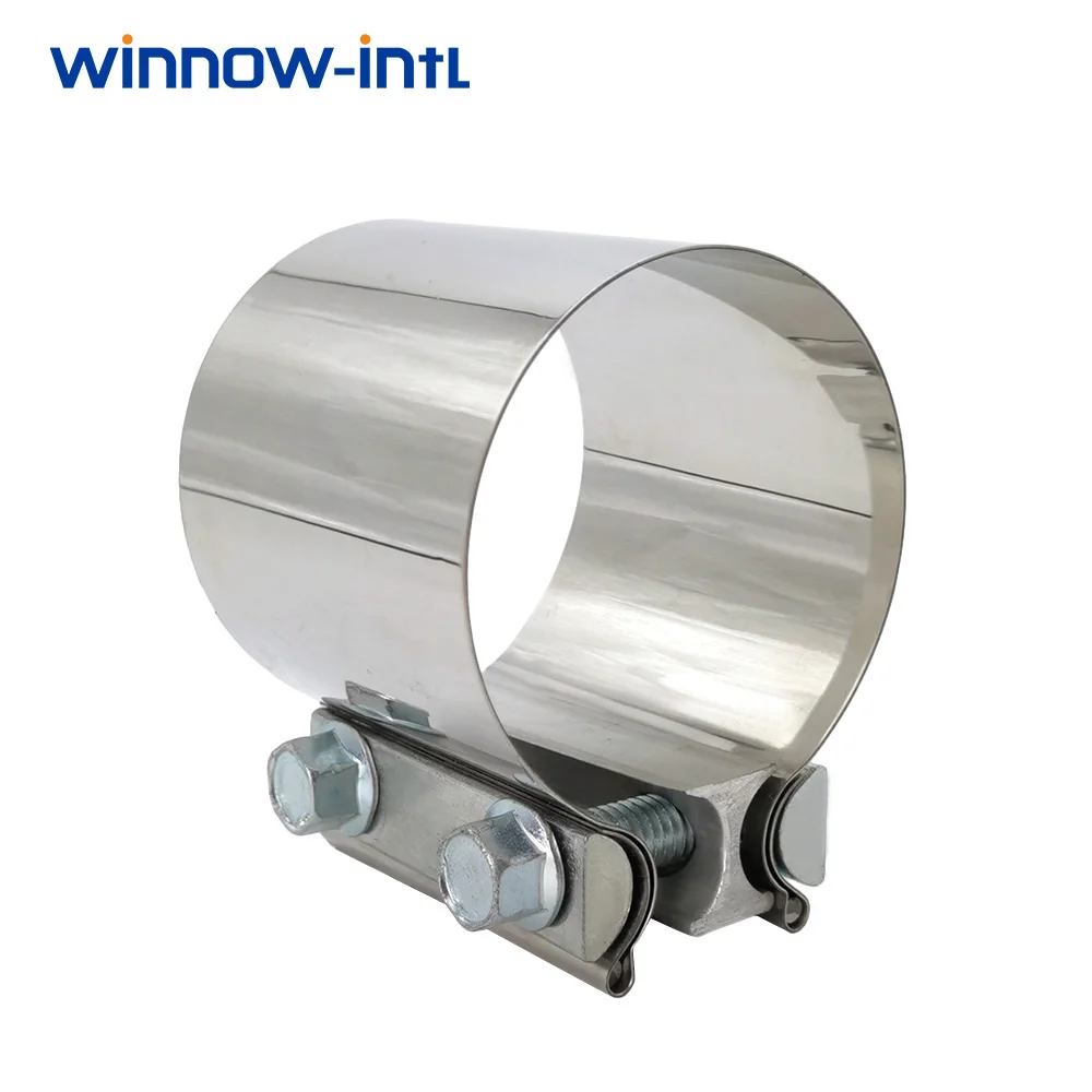 

WINNOW-INTL - 2.0" 2.5" 3.0" 4.0" 5.0" Butt Joint Exhaust Band Clamp Sleeve 304 Stainless Steel Exhaust Tube Coupler Repair Part