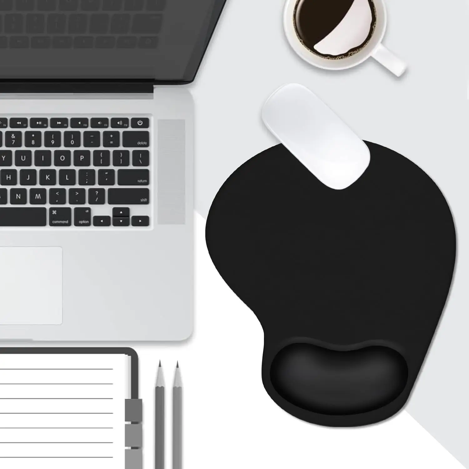 Ergonomic Mouse Pad with Wrist Rest Support, Mousepad with Comfortable Gel Wrist and Non-Slip PU Base for Pain Relief, Computer