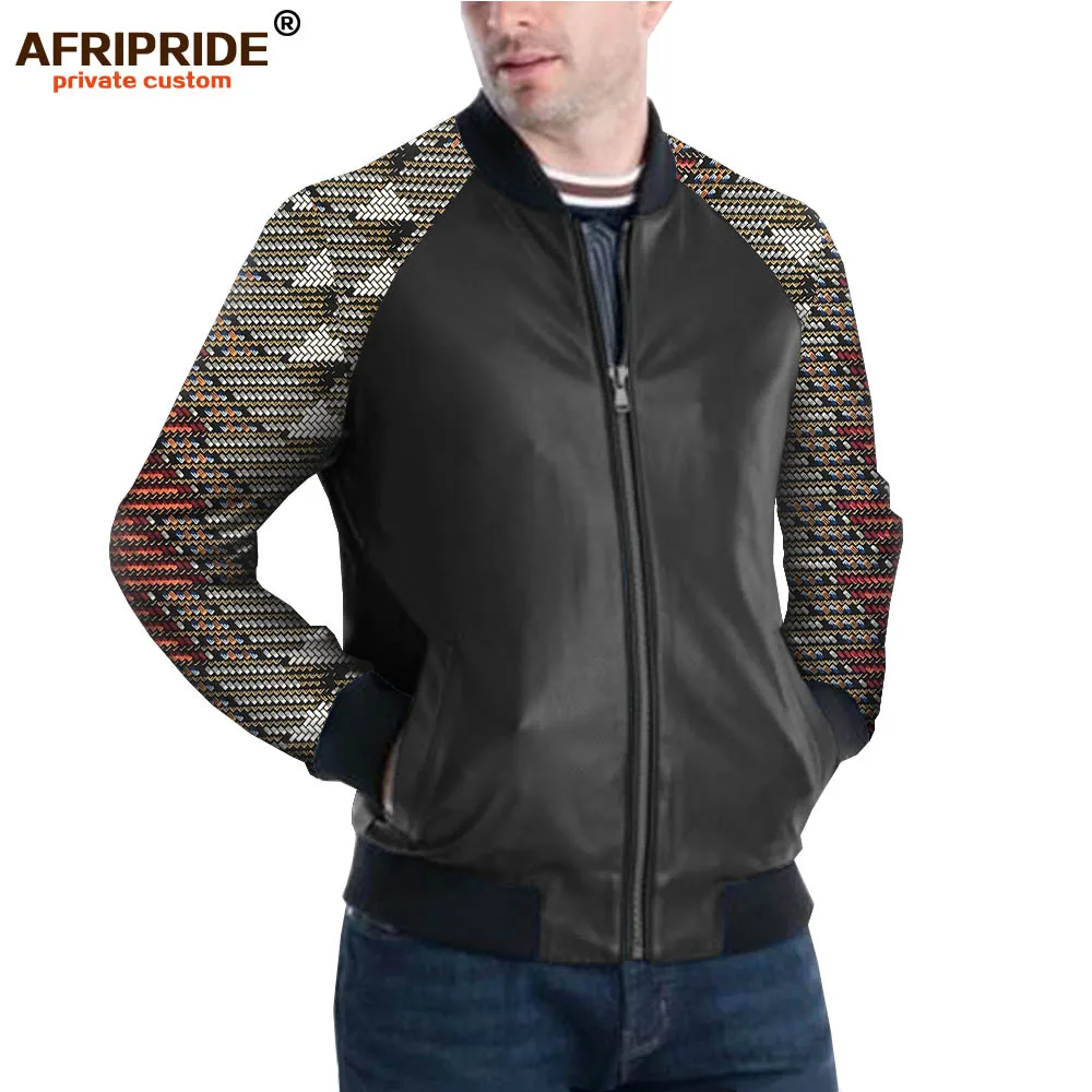 

Мужская куртка из искусственной кожи, верхняя одежда в африканском стиле Дашики с принтом и рукавами, Женская байкерская куртка на молнии для зимы, AFRIPRIDE A1914009