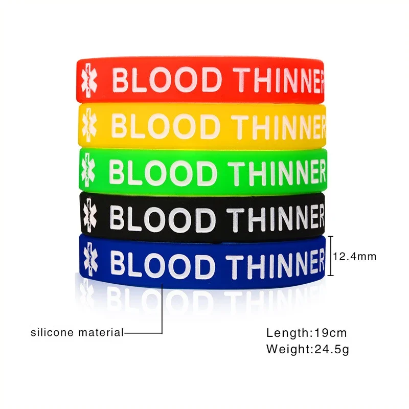 Silicone Bracelet For Men Women Kids 5pcs/Set 5 Color/Sets Blood Thinner Type 1 Diabetes Jewelry