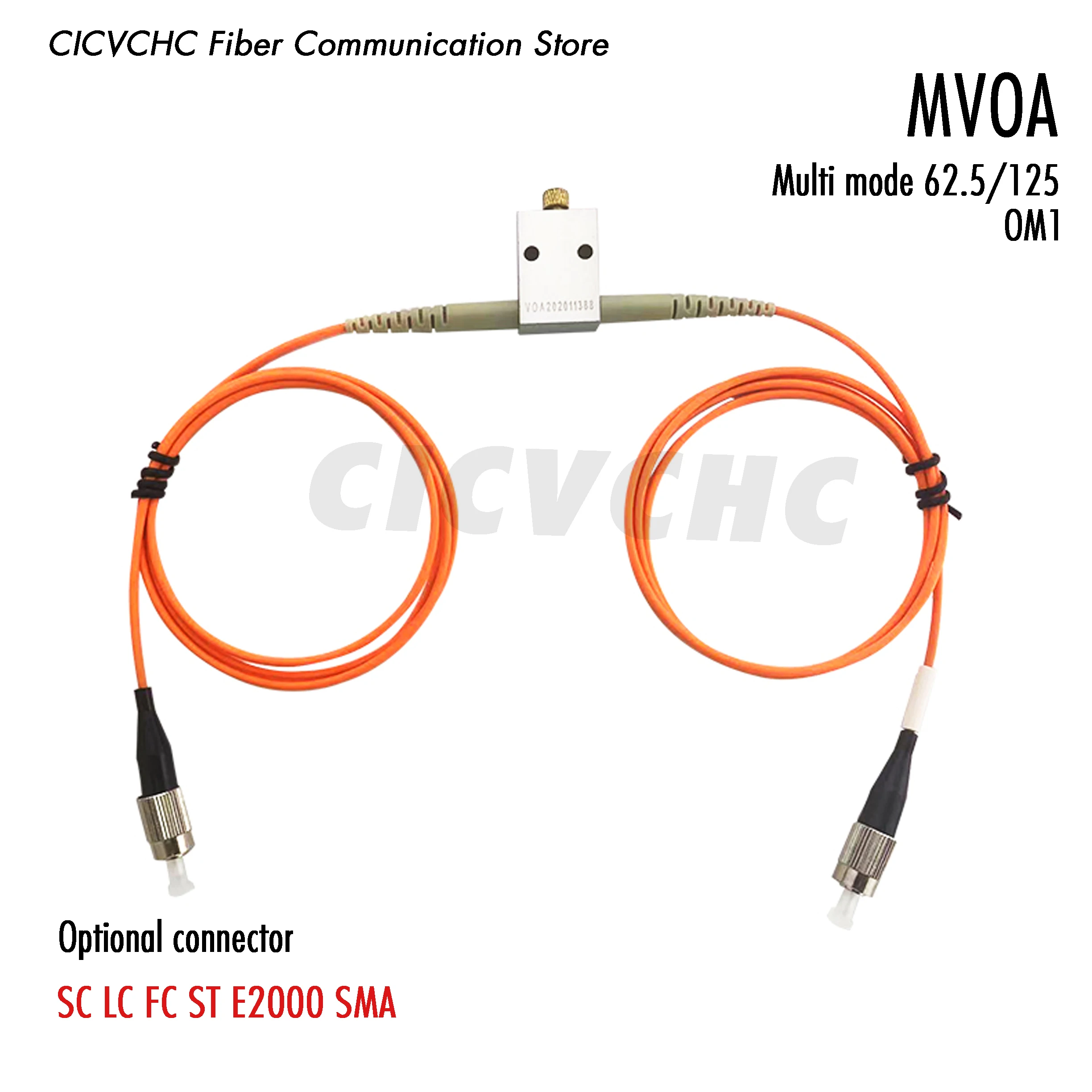 MVOA Fiber Optic VOA In-Line Attenuator-MVOA, Multimode OM1 62.5/125, 0~30dB, 2.0mm tube, FC, SC, LC,ST, SMA