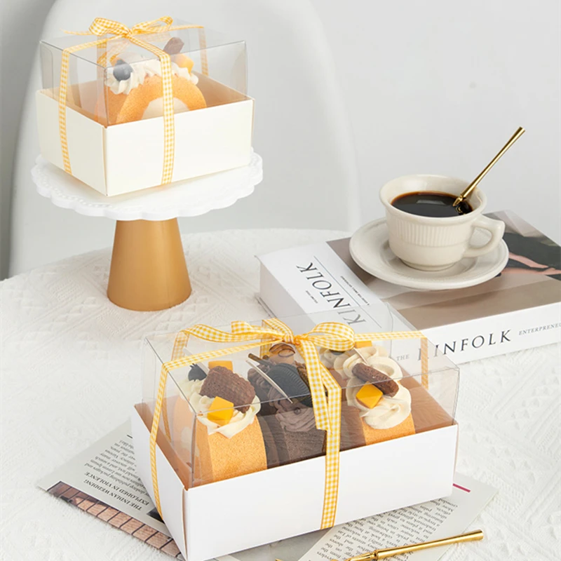 10pcs Transparent Plastic Cake Boxes for Macarons, Swiss Roll, Desserts, Candy, Jewelry... - SKU TPCB1151 - UGI Packaging