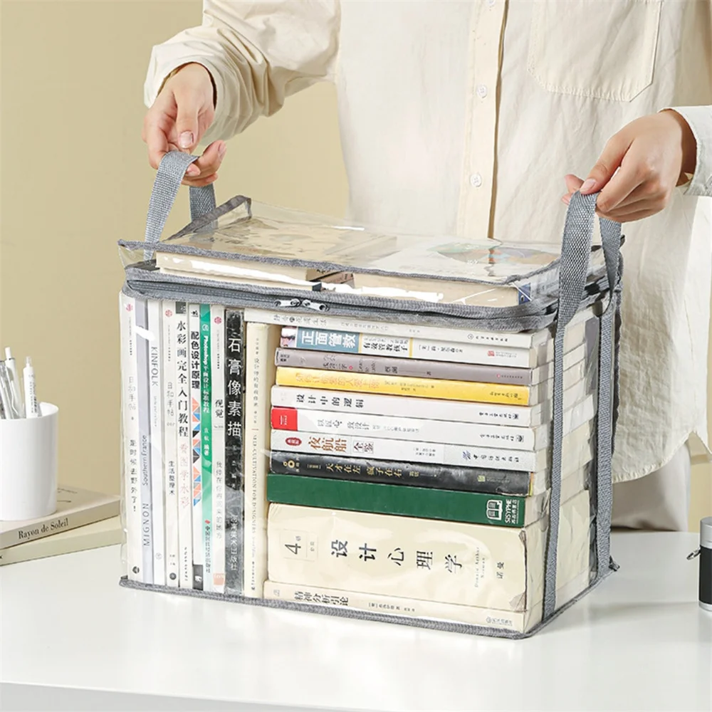 Large Foldable Book Box Student Dormitory Classroom Book Organizer Transparent Waterproof Household Organizing Storage Box