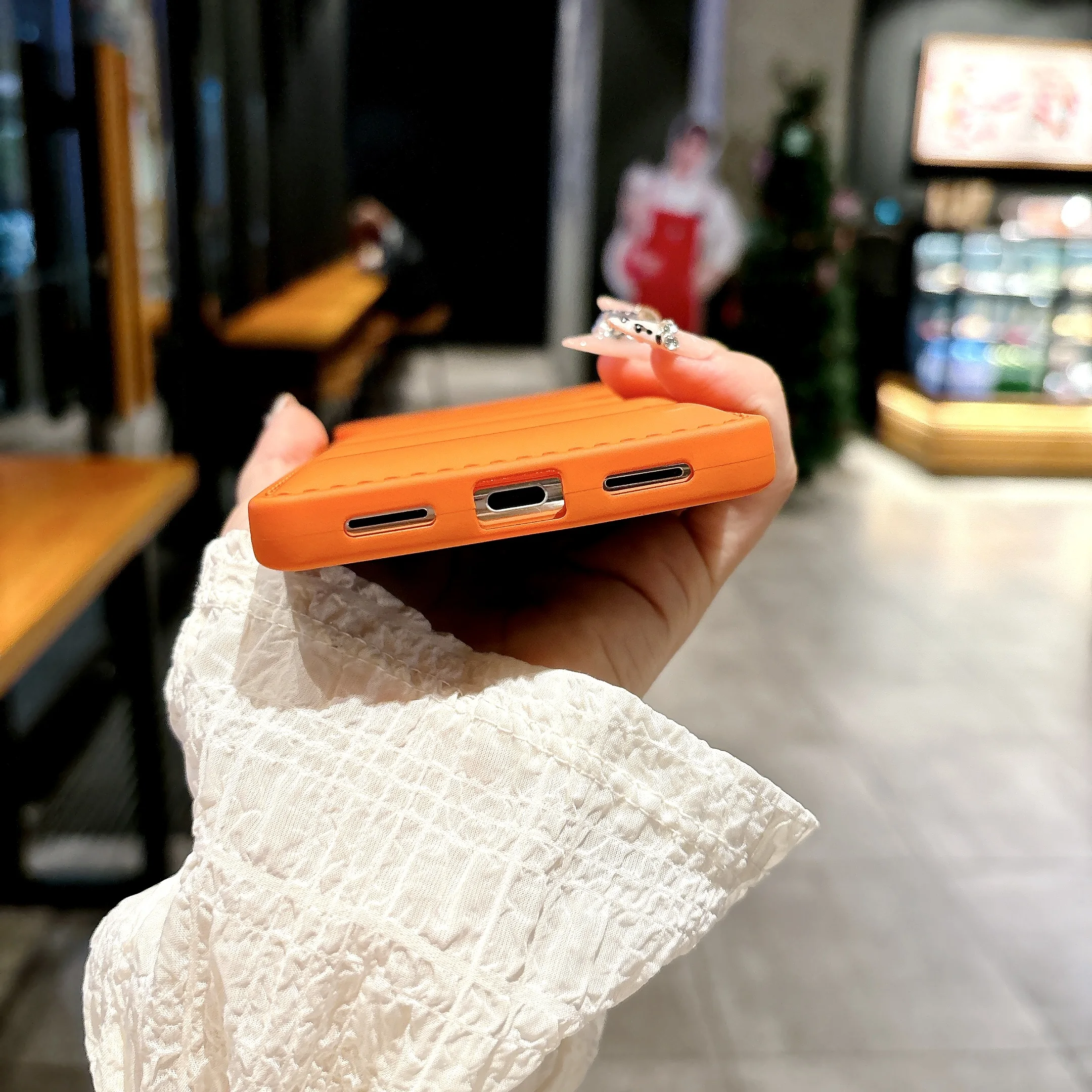 Soft Silicone Shockproof Puffer Wave Down Jacket Phone Case - Solid Color Cover
