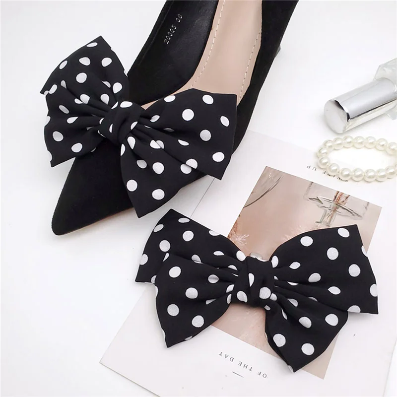 1 Pair Detachable Shoe Decoration PU Leather Slim Bow Shoe Clips Exquisite  Shoes Accessories for Wedding Party