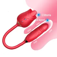 3-in-1-Rosenspielzeug-Vibrator für Frauen, Klitorisstimulator, Zunge lecken, stoßender G-Punkt-Dildo-Vibrator mit 10-Modus, vaginaler Anal 1
