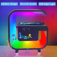Multifunction Wireless Charger Stand Bluetooth 5.0 Speaker FM TF RGB Night Light Fast Charging Station for iPhone Samsung Xiaomi 2