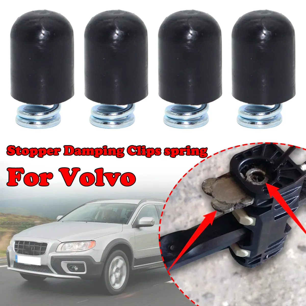 4/8-teiliges Autotür-Begrenzer-Reparaturset, Dämpfungsfeder-Clips, Schwarz, für Volvo C30 M 2006-2013 S40 S80 XC60 XC70