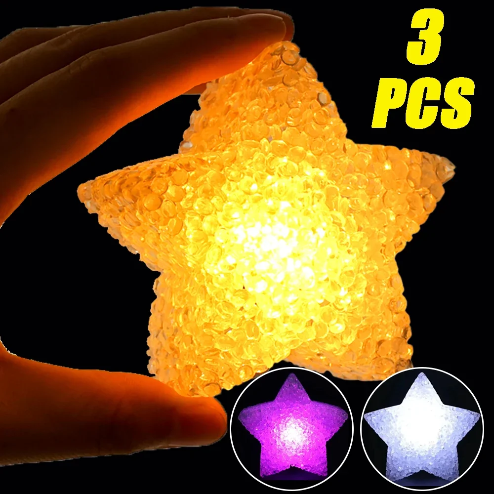 3/1Pcs Star Night Light Battery Powered Glowing Star Table Lamp Handheld Kids Gifts Toys Xmas New Year Party Decoration Supplies ledneon night light modeling lamp lightning hanging lamp wall lamp indoor bar party decoration usb battery powered new year gift