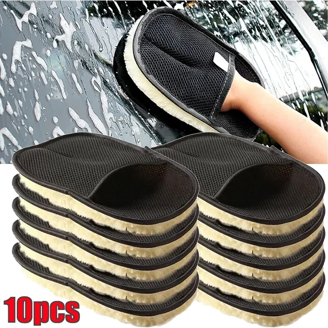 1/10Pcs Car Cleaning Sponge Glove Car Polishing Washing Mitt Gloves Microfibre Wash For Automotive Kitchen Homes Cleaner Wool 1