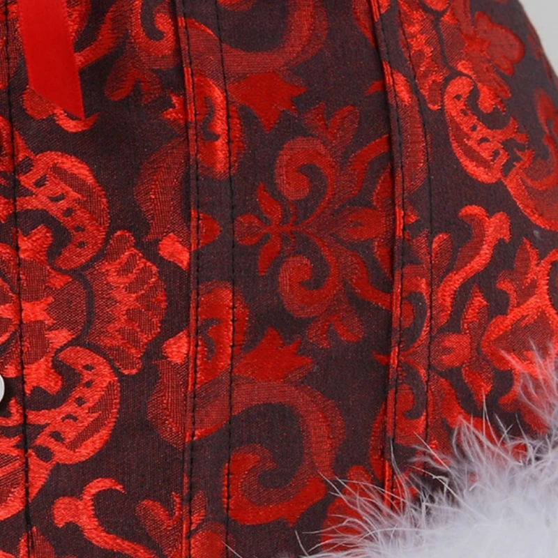 

Christmas Santa Corset Costume Feathers Corsets Bustier Lingeries Shapewear Gift