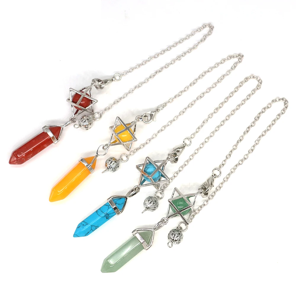 Naturstein Quarz Pendel zum Wünscheln Weissagung sechseckigen Kristall Merkaba Esoterik Shuttle spirituelle Chakra heilige Pendu – Detail 2