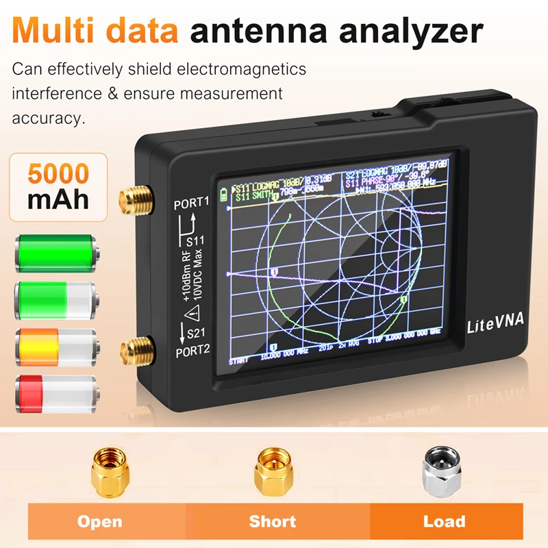 New Litevna 6Ghz VNA 2.8Inch LCDHF VHF UHF UV Vector Network Analyzer Shortwave Portable Antenna Analyzer With Battery 4