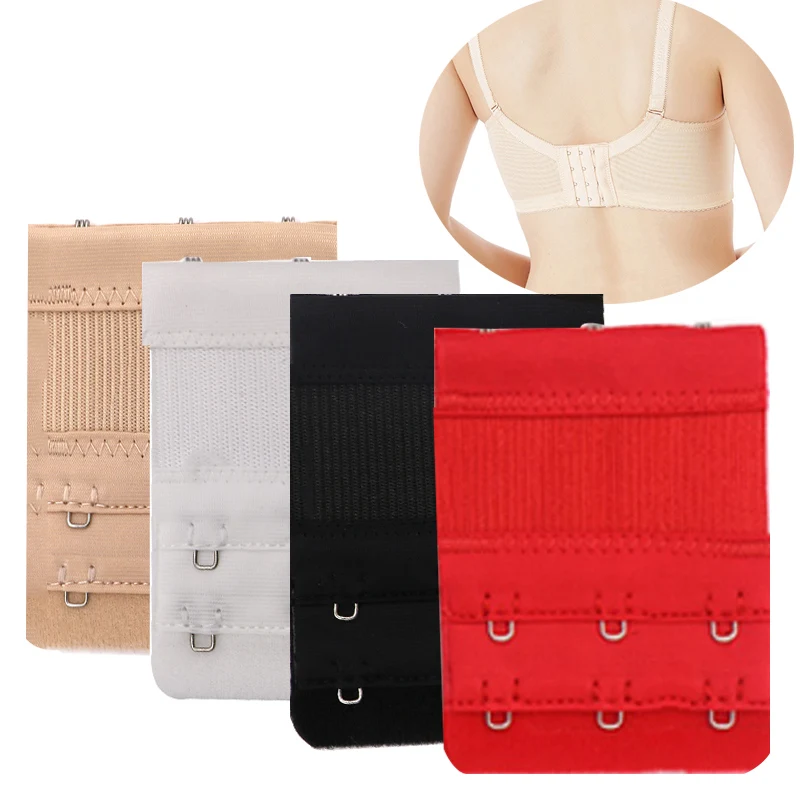 3/pk Bra Extender Elastic Lingerie Extenders 2-Hooks 2 Rows Extension Strap  Assorted Colors