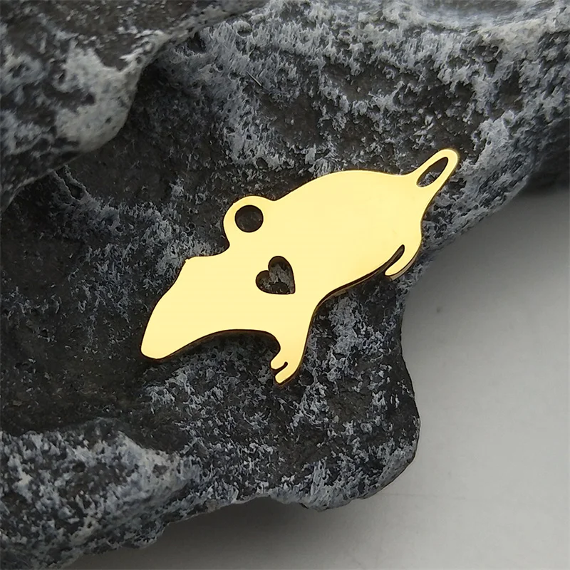 5Pcs Nette Maus Herz Anhänger Für Frauen Männer Edelstahl Silber Gold Farbe Pet Liebhaber Ratte Charms Schmuck Machen – Detail 11