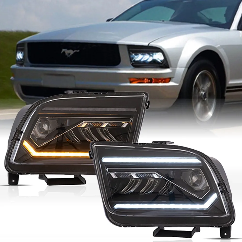 

Автомобильные аксессуары, светодиодные передние фары для Ford Mustang 2005 2006 2007 2008 2009, светодиодные передние фары DRL, поворотники в сборе
