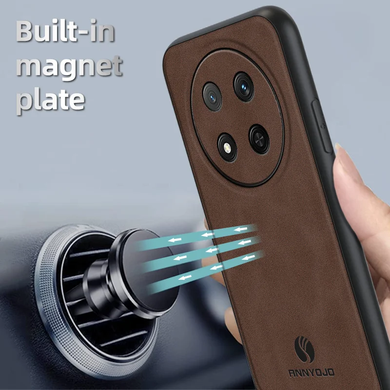 Luxury Leather Back Cover with Magnetic Holder