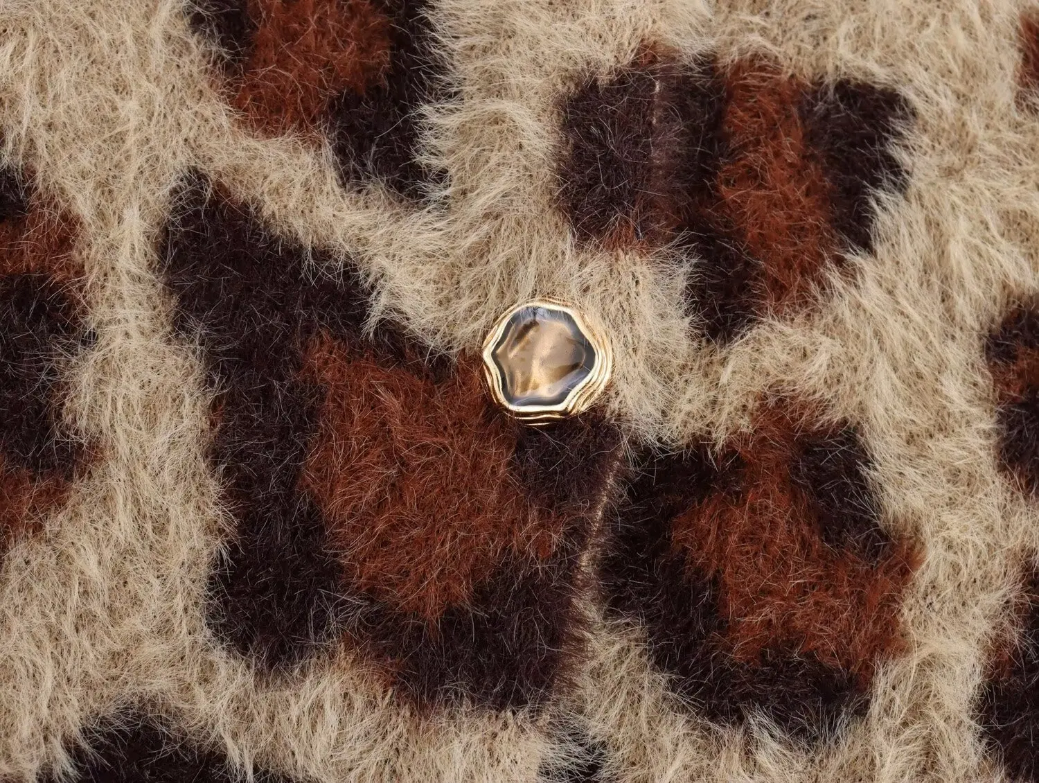 JACQUARD 여성용 인조 모피 니트 가디건, 레오파드 무늬 자카드, 피부 친화적 니트, 짧은 라운드넥 가디건, traf 겨울 신상