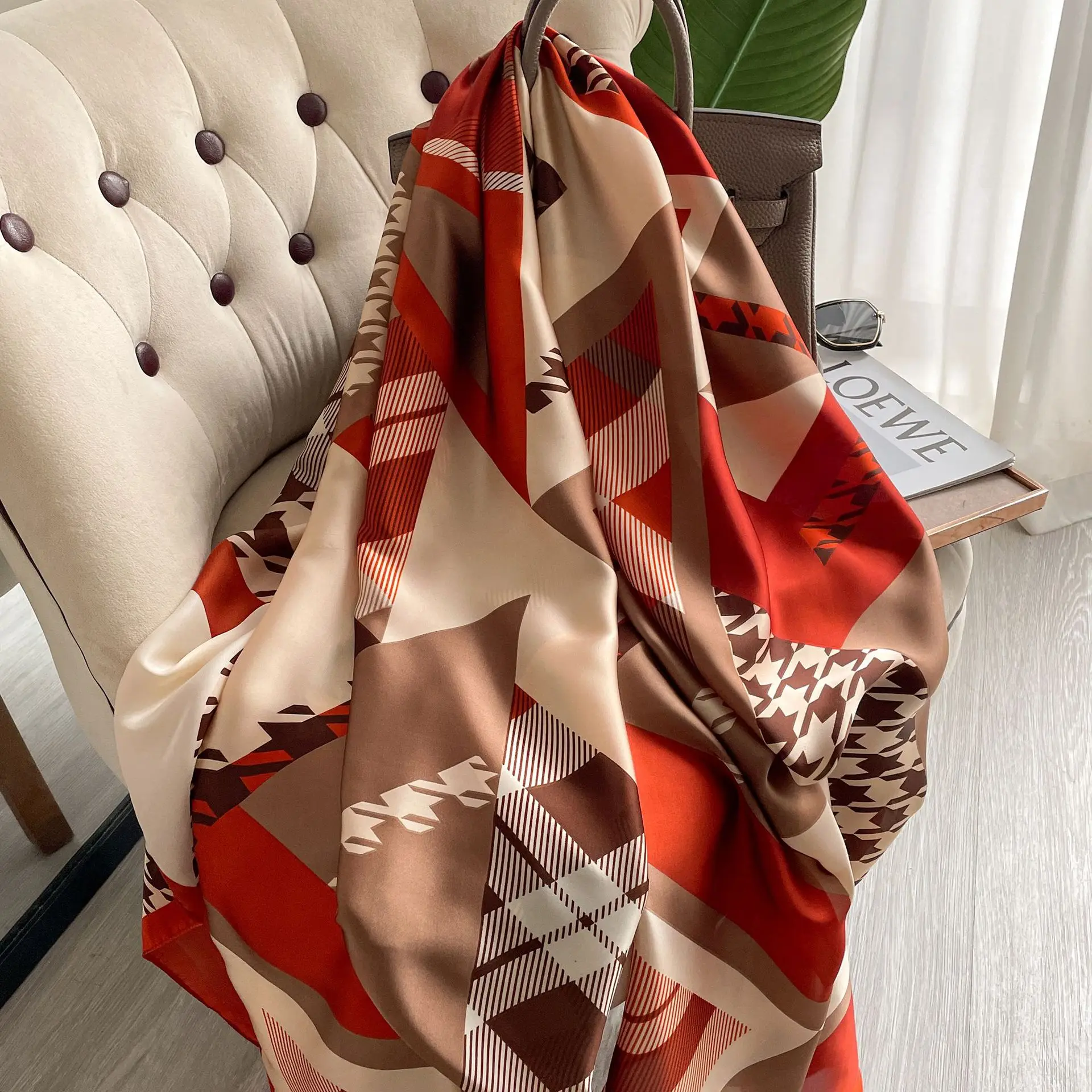 S1cef8b3798184391a66bd6a441b49c584 180x90cm Large Silk Satin Scarf Hijab Women Print Spring New Shawl Wrap Female Hand Foulard Pashmina Mallzona