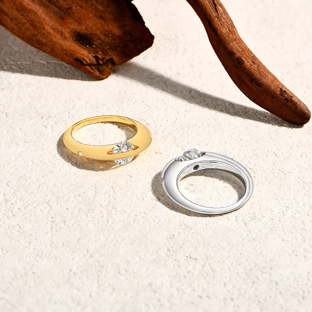 ATTAG 라운드 컷 1.0CT Moissanite 스터드 귀걸이 여성용 스피너 링 남성용 솔리드 s 우아한 웨딩 파티 쥬얼리 세트