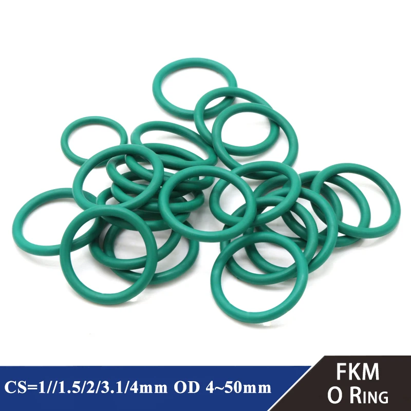 

20PCS Green FKM O-Ring Gasket Fluorine Rubber Sealing Ring Fuel Washer Heat-Resistant Seal Gaskets OD 4-50mm CS 1/1.5/2/3.1/4mm