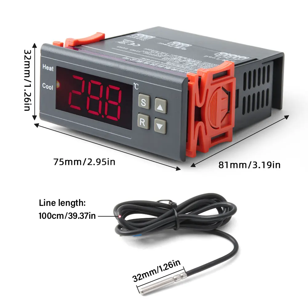 Digital Temperature Controller -40 to 120 Degrees Alarm Function Electronic Ther