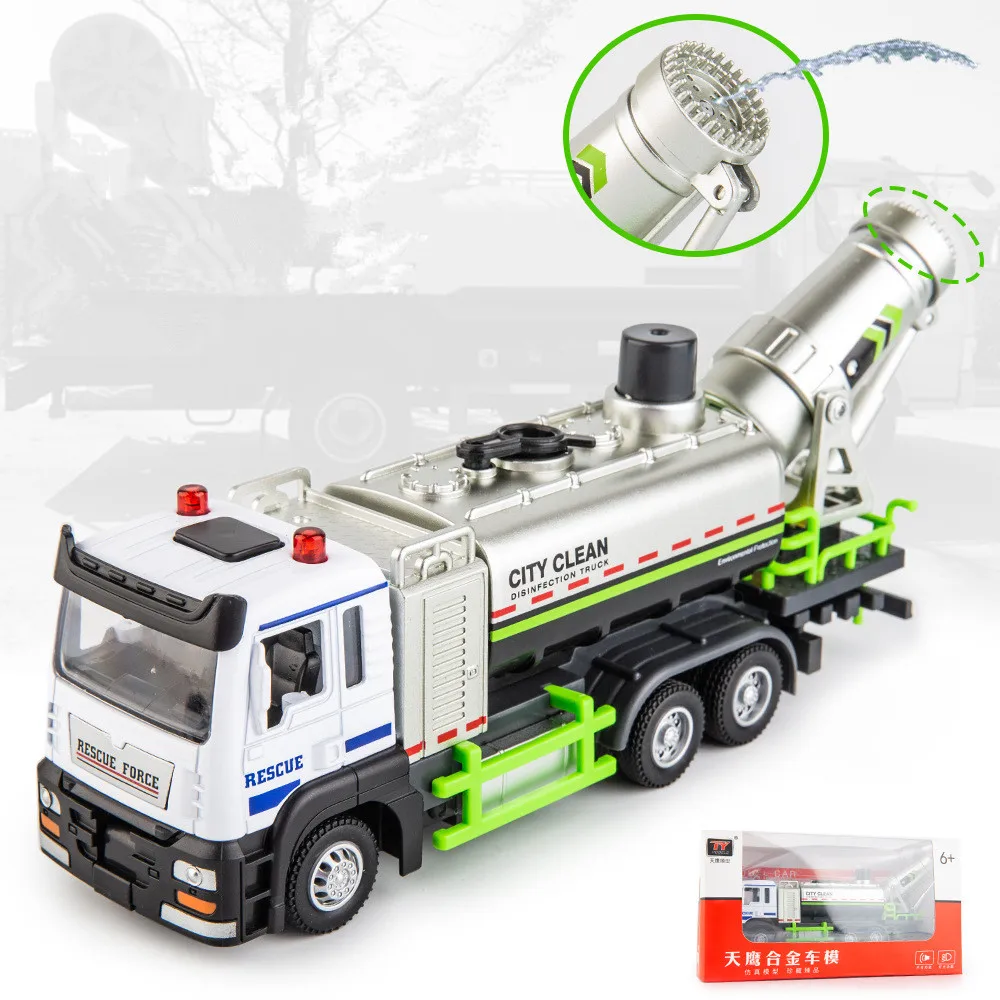 

Модель автомобиля с распылителем 1:50, инженерная игрушка-разбрызгиватель, имитация звука и светильник