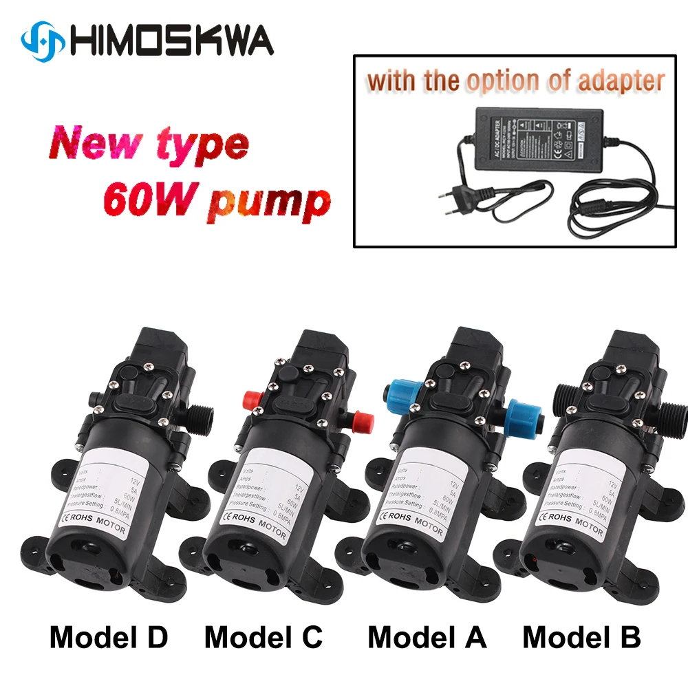 Min Bomba de Água Elétrica Agrícola Preto Micro Alta Pressão Bomba de Água de Diafragma Pulverizador de Água Lavagem de Carro dc 12v 60w 5l