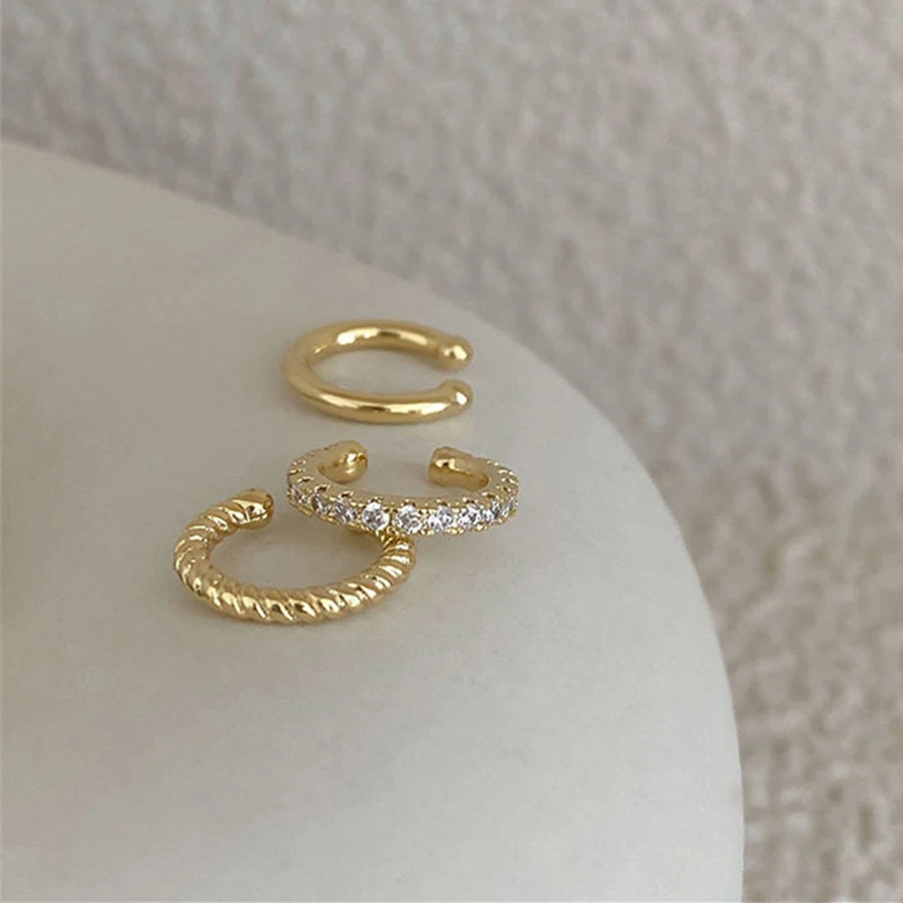 SUMENG Zircon Cute Clip Earrings Buckle Cuff No Piercings Fake Cartilage Women Jewelry
